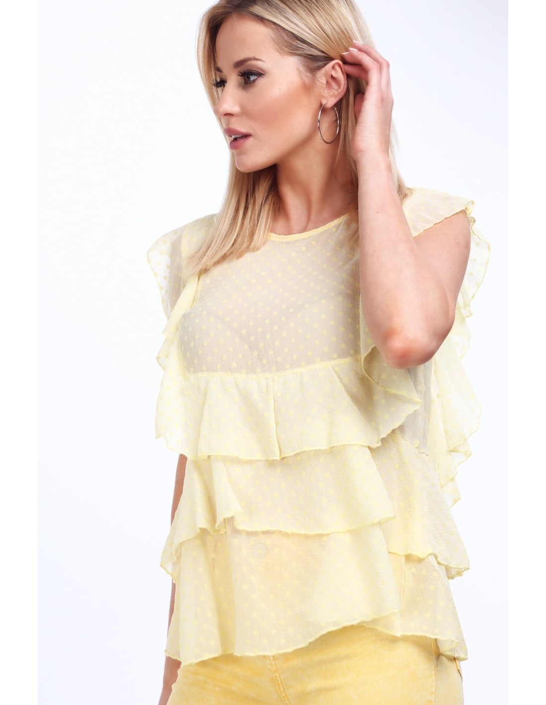 Yellow elegant blouse with ruffles MP28438 - Online store - Boutique